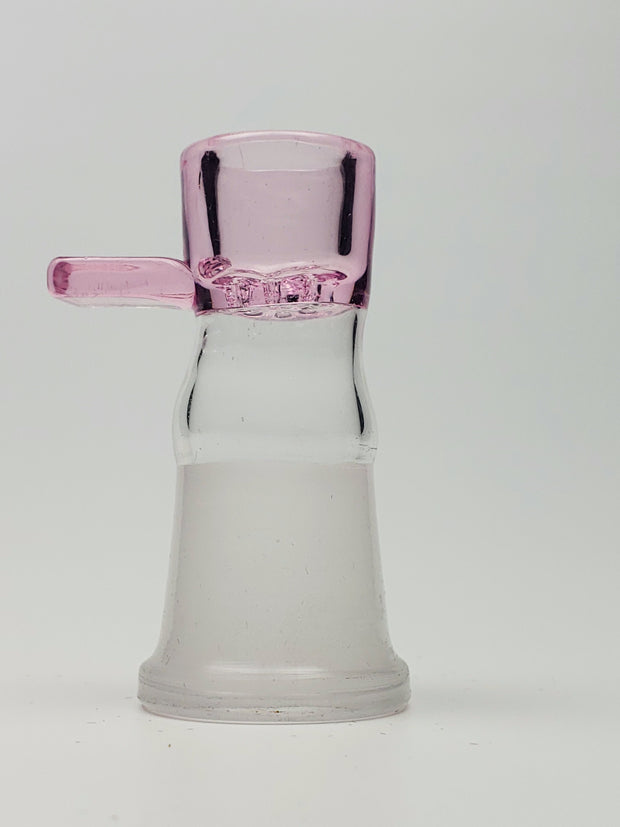 2" Female/male bowl with Clear pink glass and handle