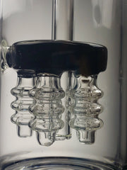16'' clear glass recycler with black mini showerhead cluster