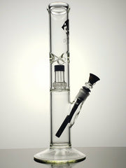 Diamond glass 14" straight tube with black downstem diffuser and black cap shower-head