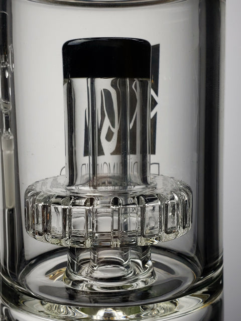 Diamond Glass 12" Dual chamber step-down can with black fritted perc and shower-head