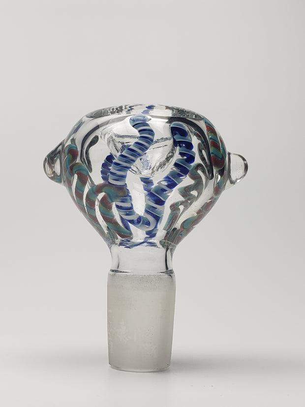 18mm clear green and blue swirls male globe bowl