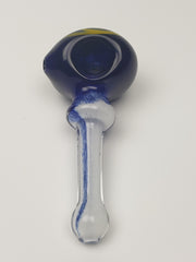 6" spoon with blue white and yellow swirls