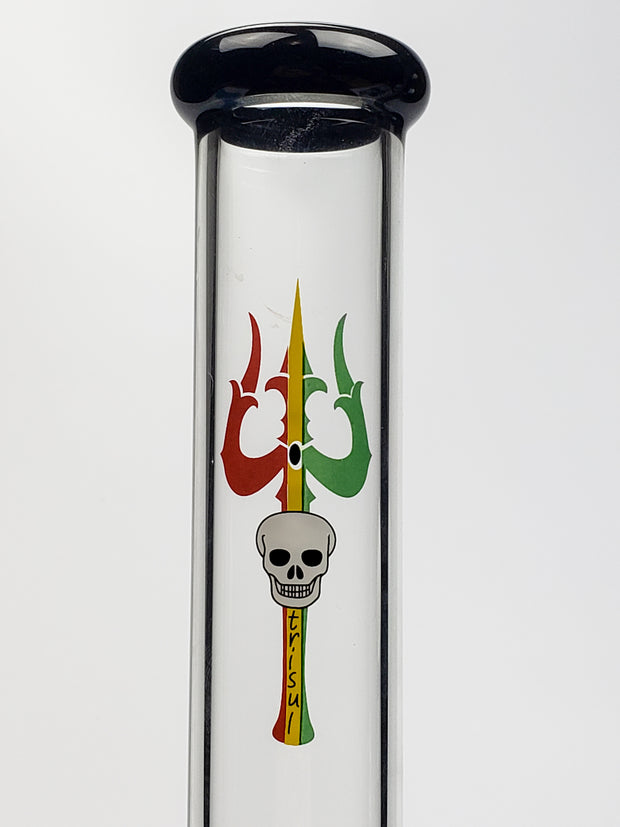 19" Tall triple chamber step-down can with skull and trident print