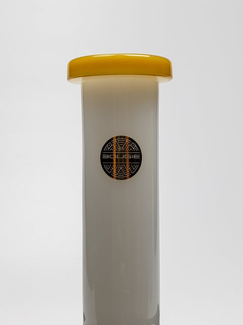 8" Bougie Yellow mini beaker with white neck