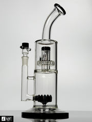 Diamond Glass 12" Dual chamber step-down can with black fritted perc and shower-head
