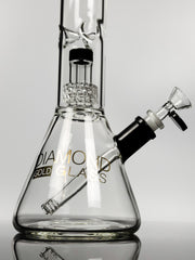 Diamond Glass 14" Dual chamber beaker with white cap shower-head and downstem