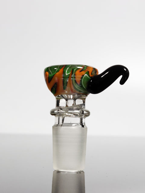 18mm Green and orange tie dye male bowl with black handle