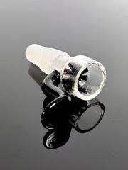 18/14mm Clear glass with elongated black handle male bowl