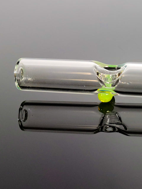 Mathematix clear glass steamroller pipe with slime green marbles