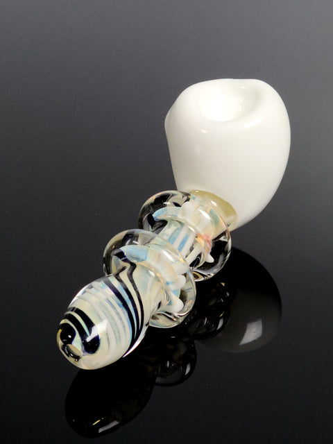 Mathematix large white bowl pipe with blue and white swirls
