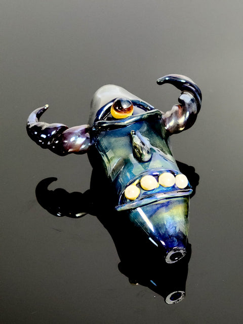 6'' Creature pipe with horns and worked face