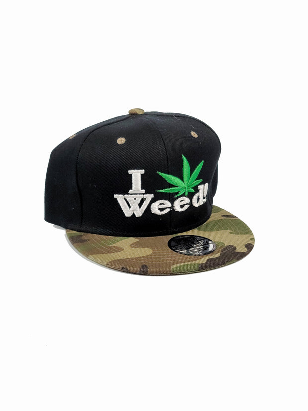 Black snapback "I love weed"
