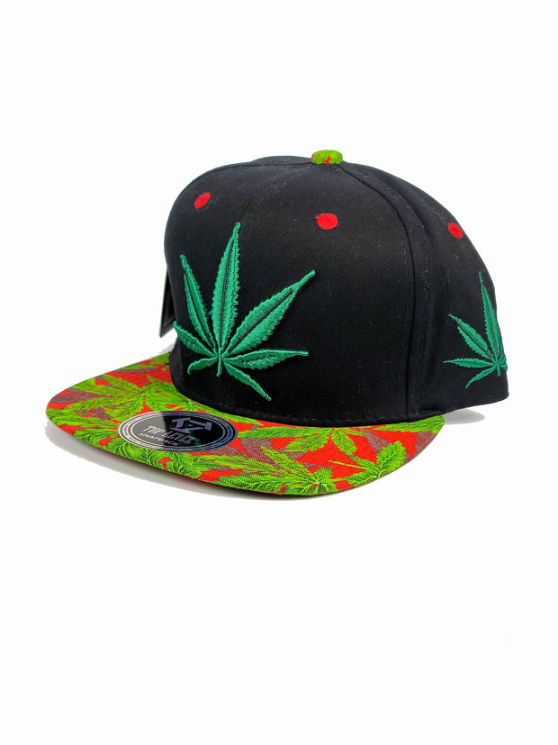Black canna forest green/red snapback